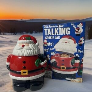 Santa Claus Talking Cookie Jar ALCO Acrylic Vintage Christmas Collectible Tested